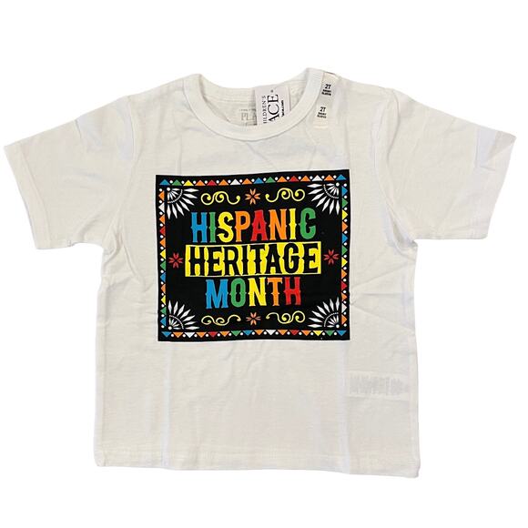 NWT Children's Place Unisex Kids White W/Hispanic Heritage Graphic Tee - Picture 1 of 10